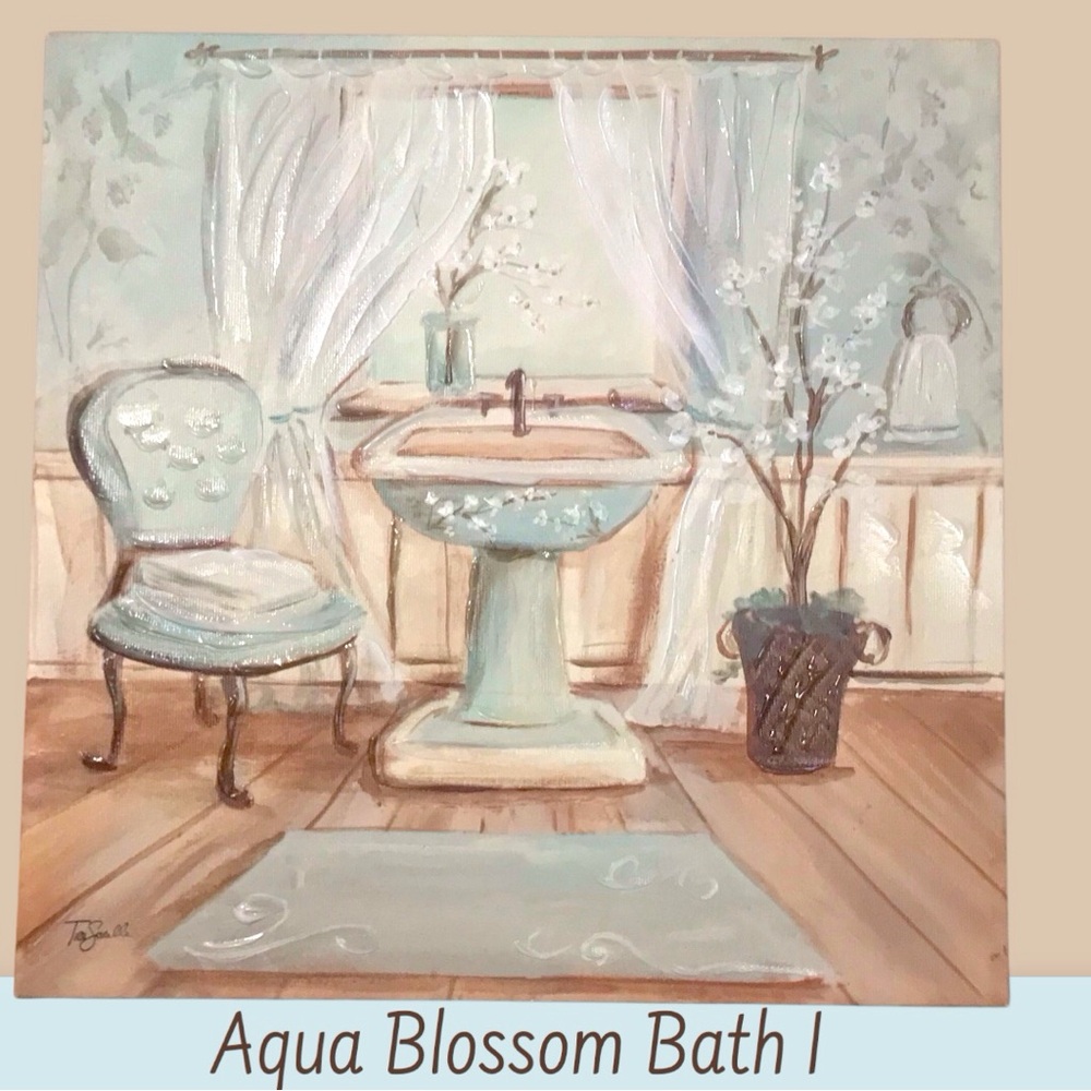Icanvas Canvas Art Set of 2 “Aqua Blossom Bath I & II” Tre Sorelle Studios - Picture 3 of 7